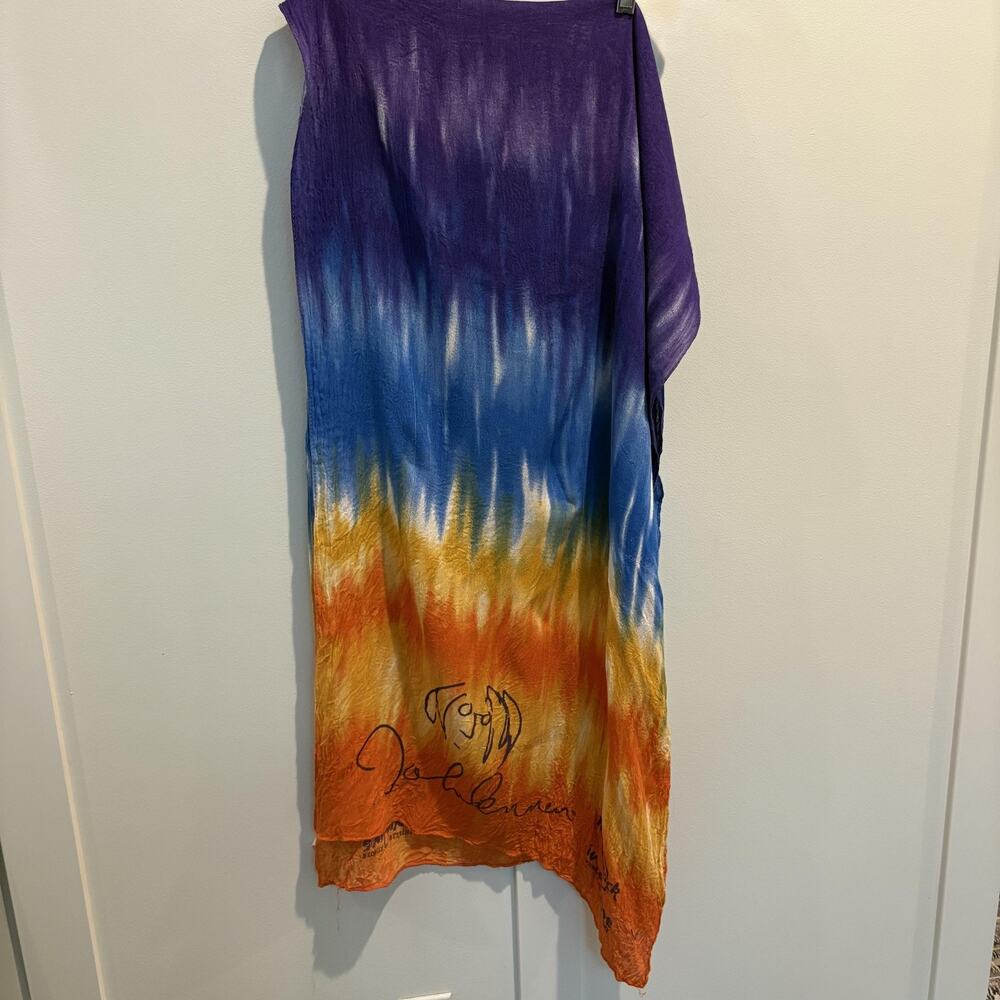 Hard Rock Imagine Scarf Womens One Size Tie Dye Rayon John Lennon Purple‎ Orange